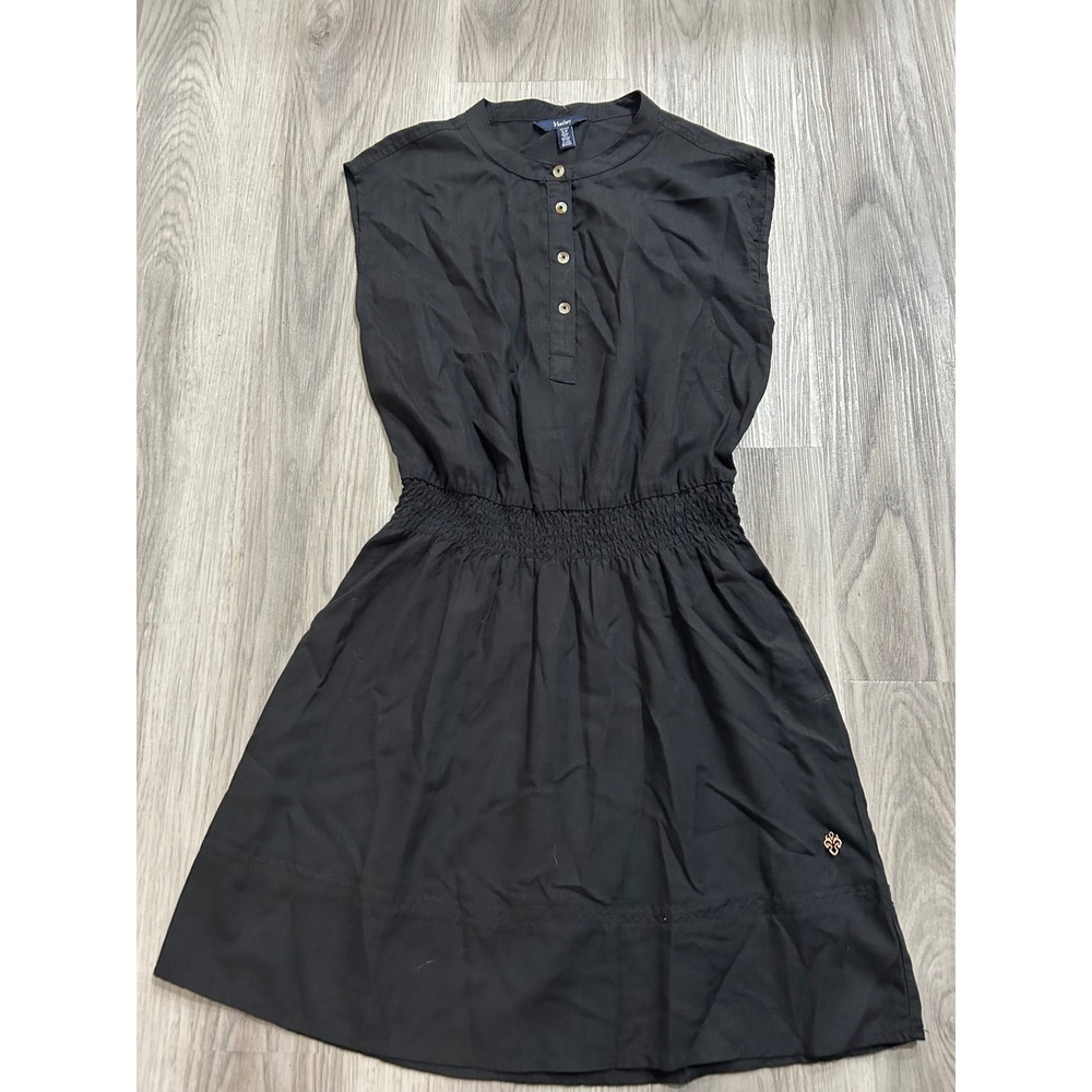 Hatley Women Black 100% Lyocell Sleeveless Smocked Waist Mini Dress Size S Small
